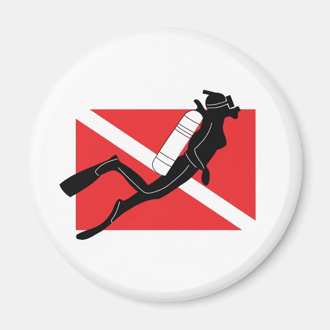 SCUBA Diver Down Flag mit weiblichem Diver Magnet (Vorne)