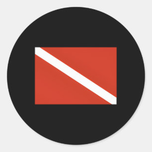 Scuba Diver Down Flag Runder Aufkleber