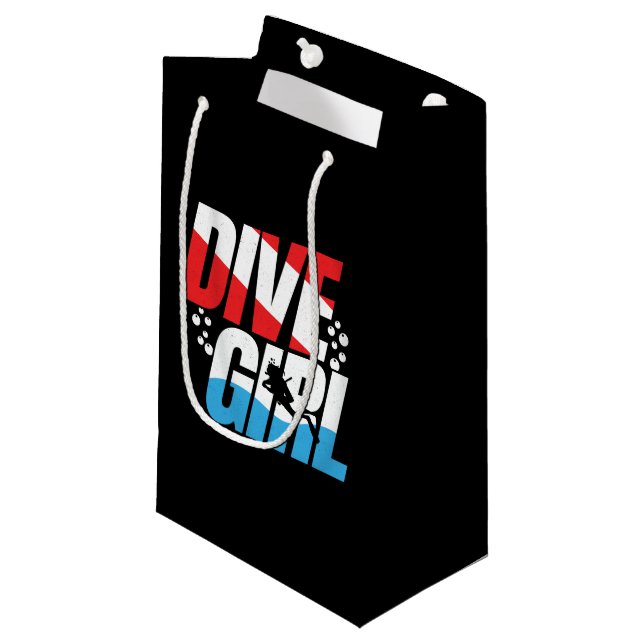 Scuba Diver Geschenk für Frauen, Dive Girl Scuba Kleine Geschenktüte (Vorderseite Schrägansicht)