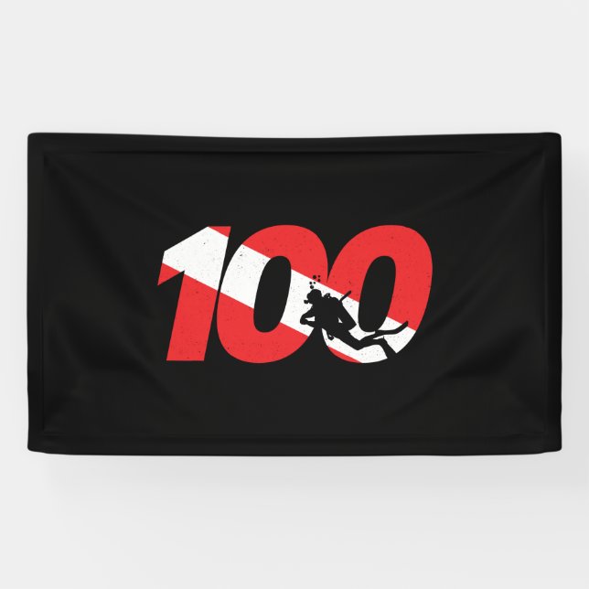 Scuba Diver Gift - 100. Dive Down - Scuba Banner (Horizontal)