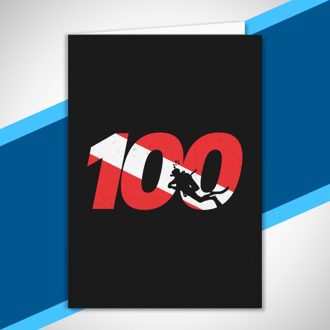 Scuba Diver Gift - 100. Dive Down - Scuba Karte (Von Creator hochgeladen)