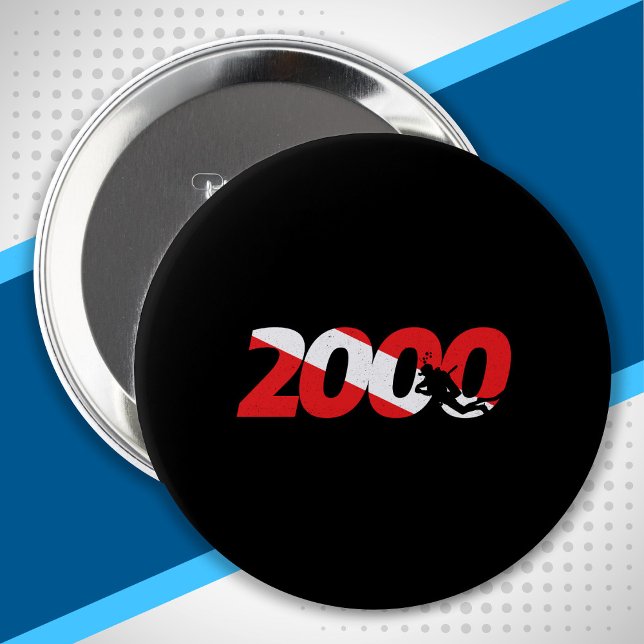 Scuba Diver Gift - 2000. Dive Down Diving Button (Von Creator hochgeladen)