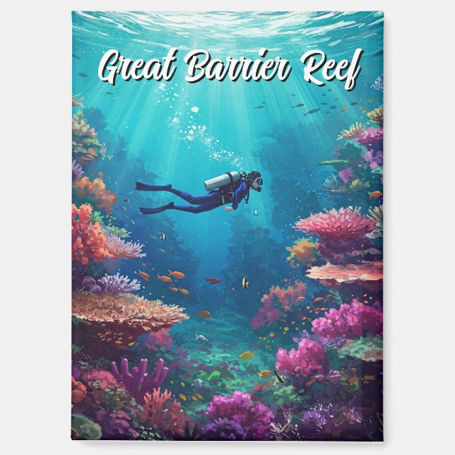 Scuba Diver Great Barrier Reef Magnet (Vorderseite)
