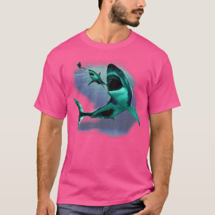Scuba Diver Great White Shark Megalodon Shark Divi T-Shirt