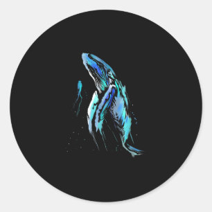 Scuba Diver Humpback Whale Schwimmen Geschenk Runder Aufkleber