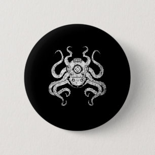 Scuba Diver Ocean Animal Aquarist Gift Kraken Octo Button