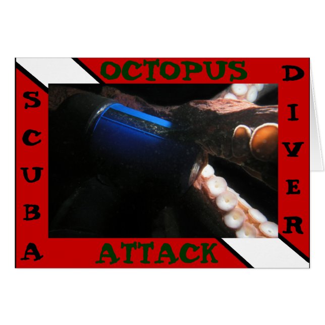 Scuba Diver Octopus Attacke Card (Vorderseite (Horizontal))