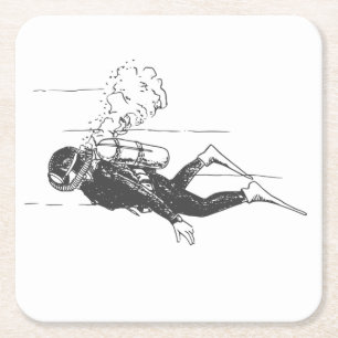 Scuba Diver Rechteckiger Pappuntersetzer