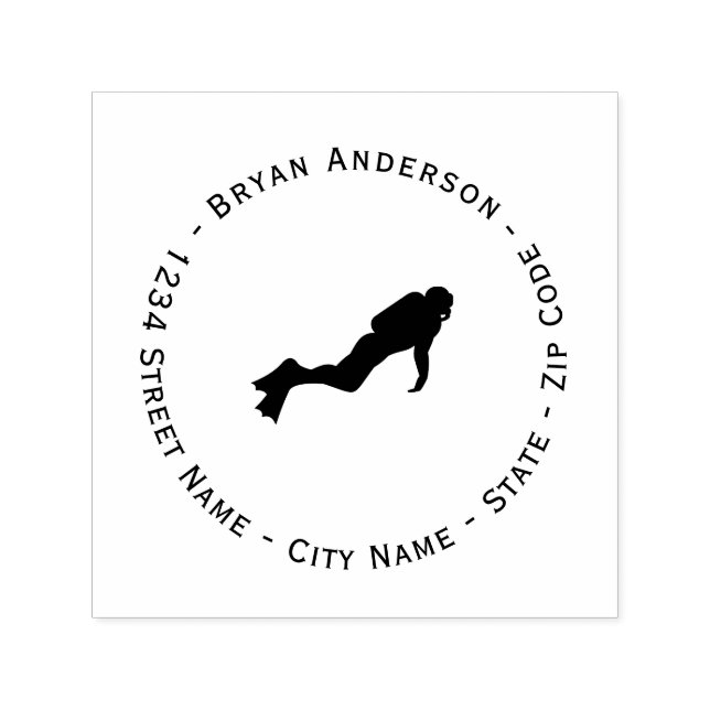Scuba Diver Rücksendeadresse Selbstfarbige Briefma Permastempel (Design)