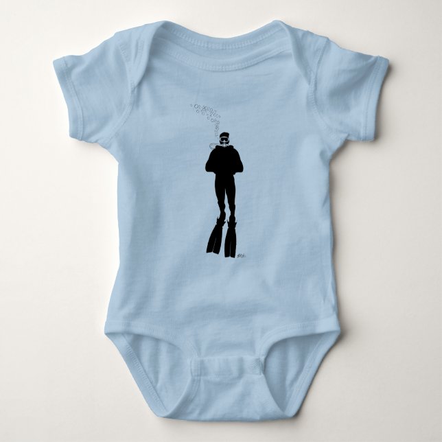 Scuba Diver Silhouette (Mann) Baby Strampler (Vorderseite)