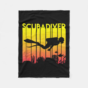 Scuba Diver Silhouette Tauchen Schwimmen Meerestau Fleecedecke