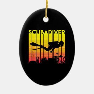 Scuba Diver Silhouette Tauchen Schwimmen Meerestau Keramik Ornament