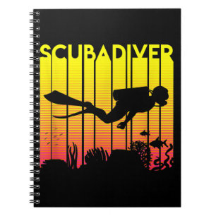 Scuba Diver Silhouette Tauchen Schwimmen Meerestau Notizblock