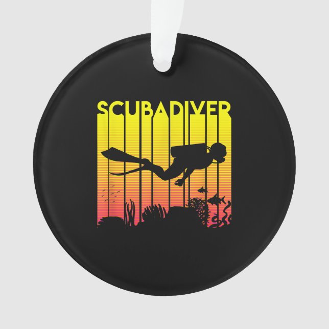 Scuba Diver Silhouette Tauchen Schwimmen Meerestau Ornament (Vorderseite)