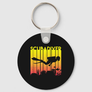 Scuba Diver Silhouette Tauchen Schwimmen Meerestau Schlüsselanhänger