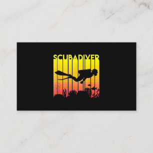 Scuba Diver Silhouette Tauchen Schwimmen Meerestau Visitenkarte