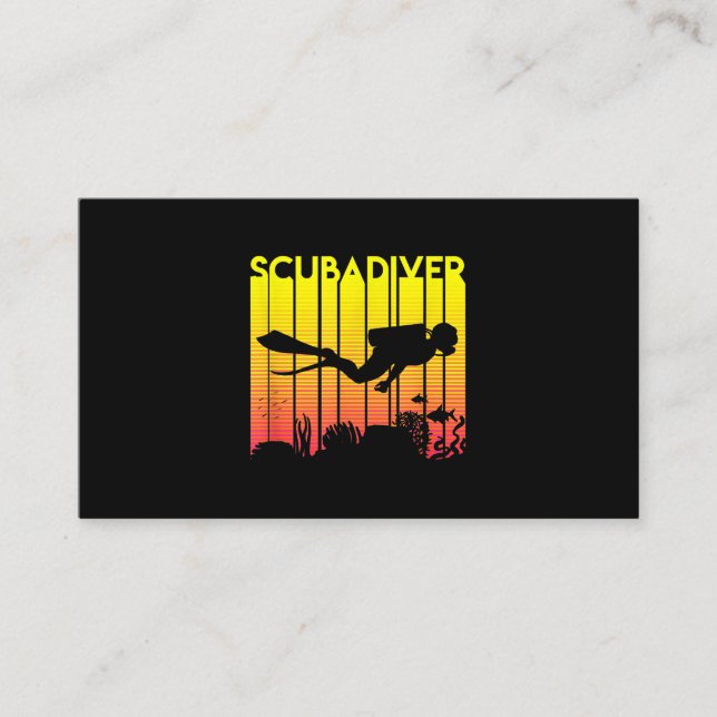Scuba Diver Silhouette Tauchen Schwimmen Meerestau Visitenkarte (Vorderseite)