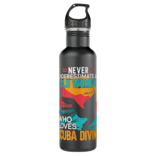 Scuba Diver Unterwasser Alte Frauen, die Scuba D L Edelstahlflasche