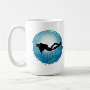Scuba Diver Unterwasser-Lichtstrahl Kaffeetasse