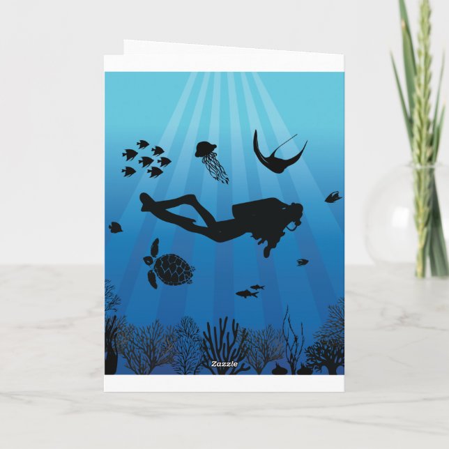 Scuba Diver Unterwasser-Meereswelt Feiertagskarte (Rückseite)