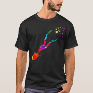 Scuba Diver Wasserfarbe Silhouette Tauchen T-Shirt