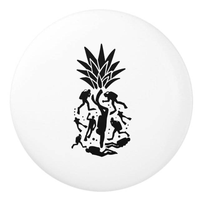 Scuba Divers Ananas Keramikknauf (Vorderseite)