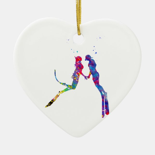 Scuba Divers Couple Keramik Ornament (Vorne)