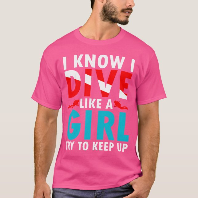 Scuba Divers Taucherflagge Girls Dive T-Shirt (Vorderseite)