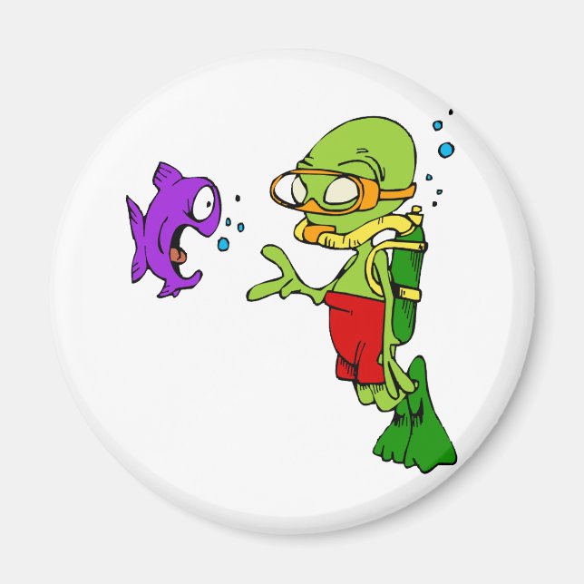 Scuba Diving Alien Magnet (Vorne)