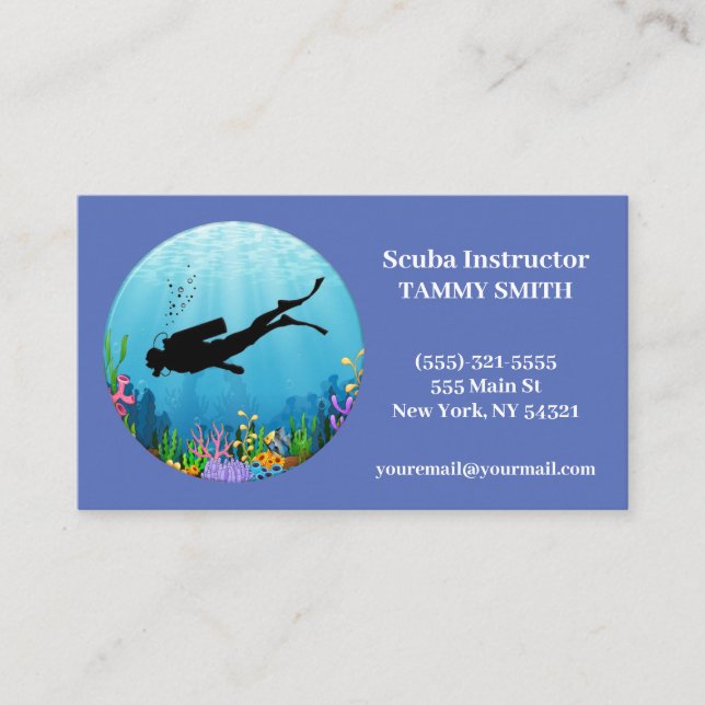Scuba Diving Business Card Visitenkarte (Vorderseite)