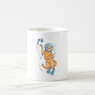 Scuba Diving Cat Jagd Fisch Kaffeetasse