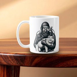 Scuba Diving Cat Vater Kaffeetasse