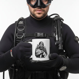 Scuba Diving Cat Vater Kaffeetasse