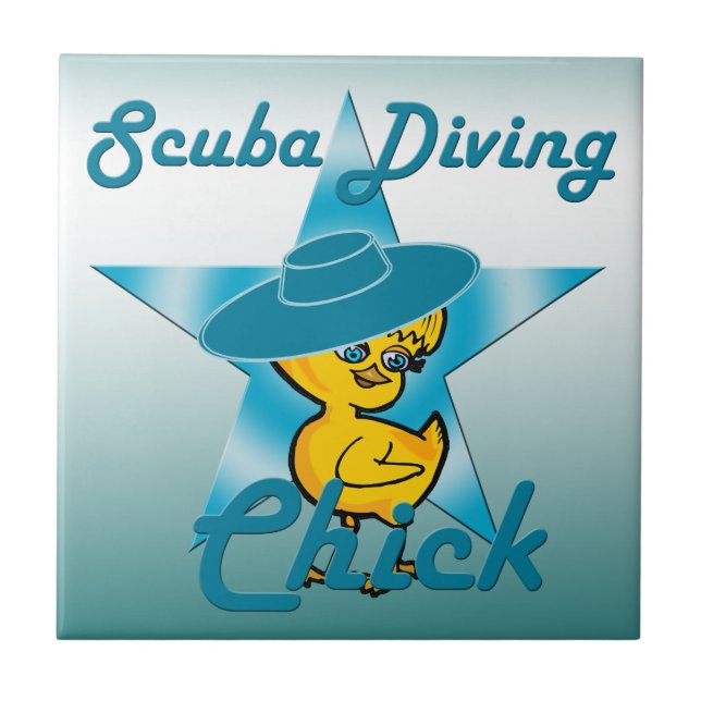 Scuba Diving Chick #7 Fliese (Vorderseite)