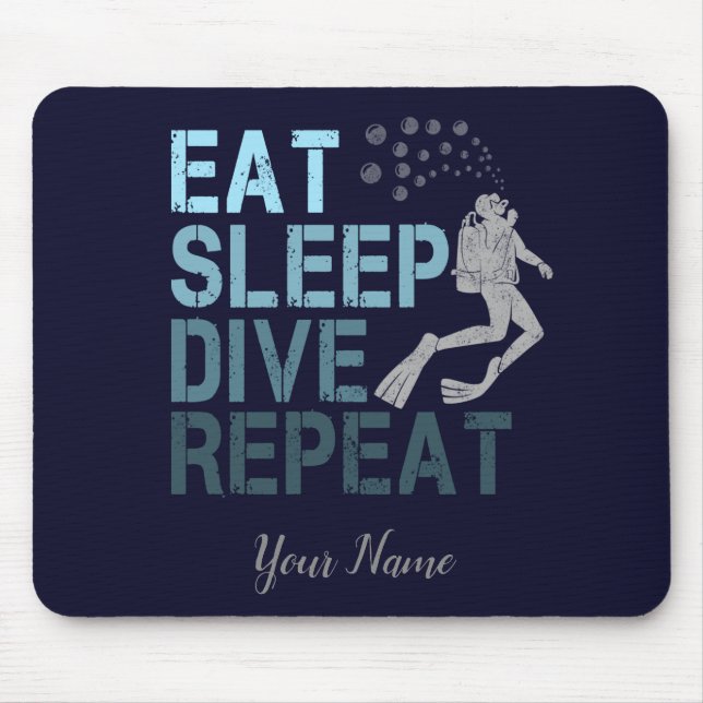 Scuba Diving Eat Sleep Dive Wiederholung Sprichwor Mousepad (Vorne)