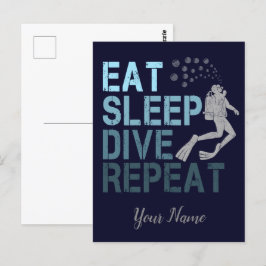 Scuba Diving Eat Sleep Dive Wiederholung Sprichwor Postkarte