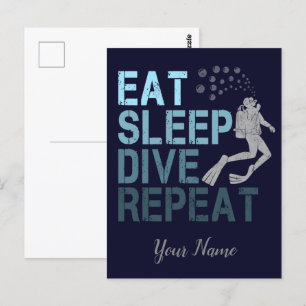 Scuba Diving Eat Sleep Dive Wiederholung Sprichwor Postkarte
