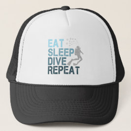 Scuba Diving Eat Sleep Dive Wiederholung Sprichwor Truckerkappe