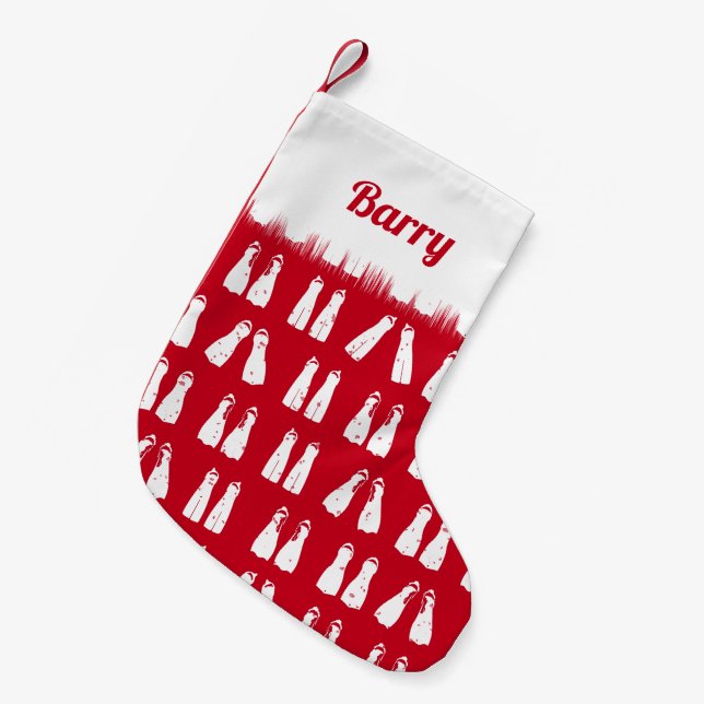Scuba Diving Fins Red White Flipper Muster Kleiner Weihnachtsstrumpf (Vorderansicht (hängend))