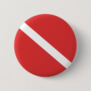 Scuba Diving Flag - Emblem Red White Button