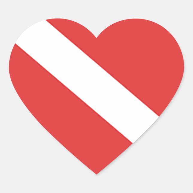 Scuba Diving Flag - Emblem Red White Herz-Aufkleber (Vorderseite)