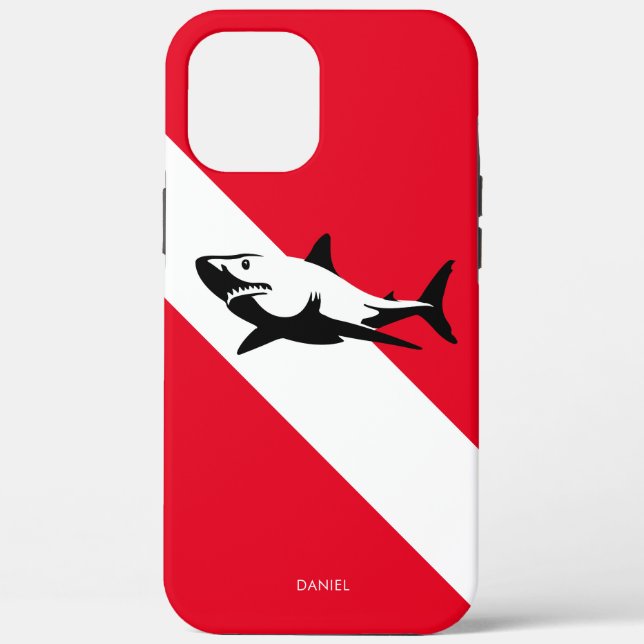 Scuba Diving Flag mit Haifisch Personalisiert Case-Mate iPhone Hülle (Rückseite)