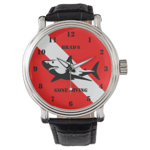 Scuba Diving Flag und Haifisch Custom Watch Armbanduhr