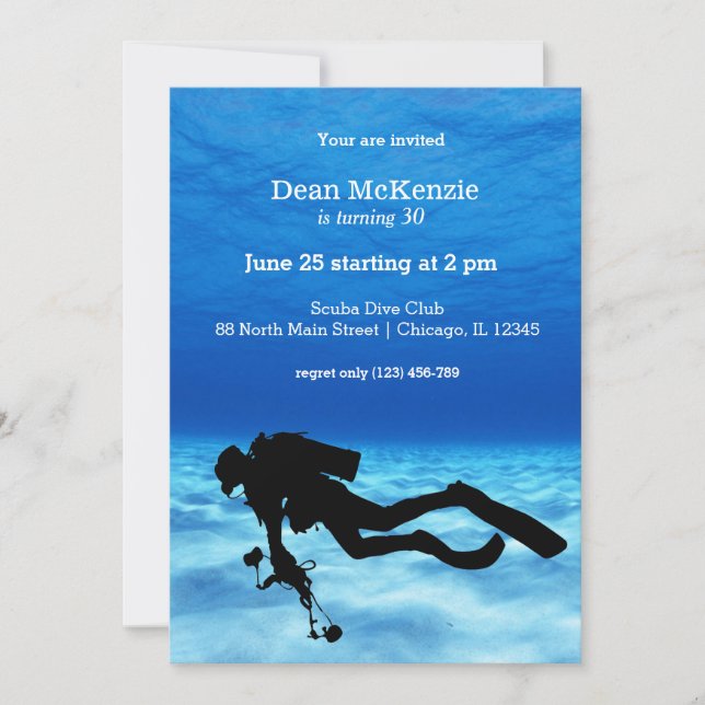 Scuba Diving Geburtstagsparty Einladung (Vorderseite)