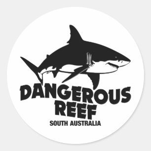 Scuba Diving Great White Haie - Gefährliches Riff Runder Aufkleber