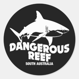 Scuba Diving Great White Haie - Gefährliches Riff Runder Aufkleber