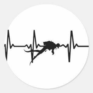 Scuba Diving Heart Pulcker Runder Aufkleber