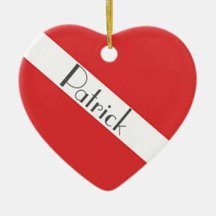 Scuba Diving Logo - Keramik der Red Heart Flag fü Ornament