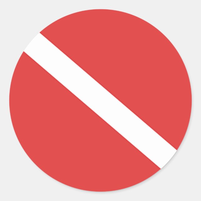 Scuba Diving Logo - Red White Flag für Taucher Runder Aufkleber (Vorderseite)
