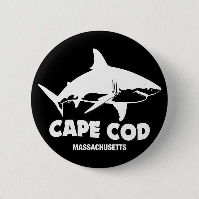 Scuba Diving Mit großen weißen Haien - Cape Cod Button (Vorderseite)